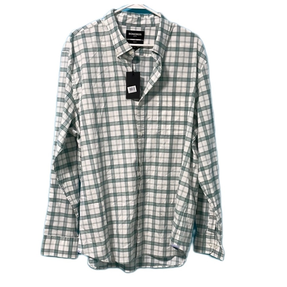 Bonobos Mens Plaid Button Front Long Sleeve Slim Fit Casual Shirt Sz XXL